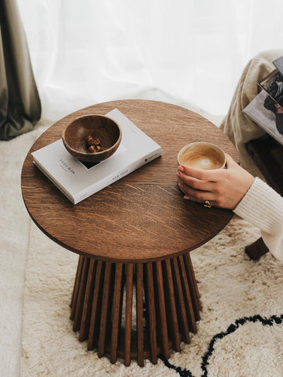 CAGE Oak Side Table - Chocolate