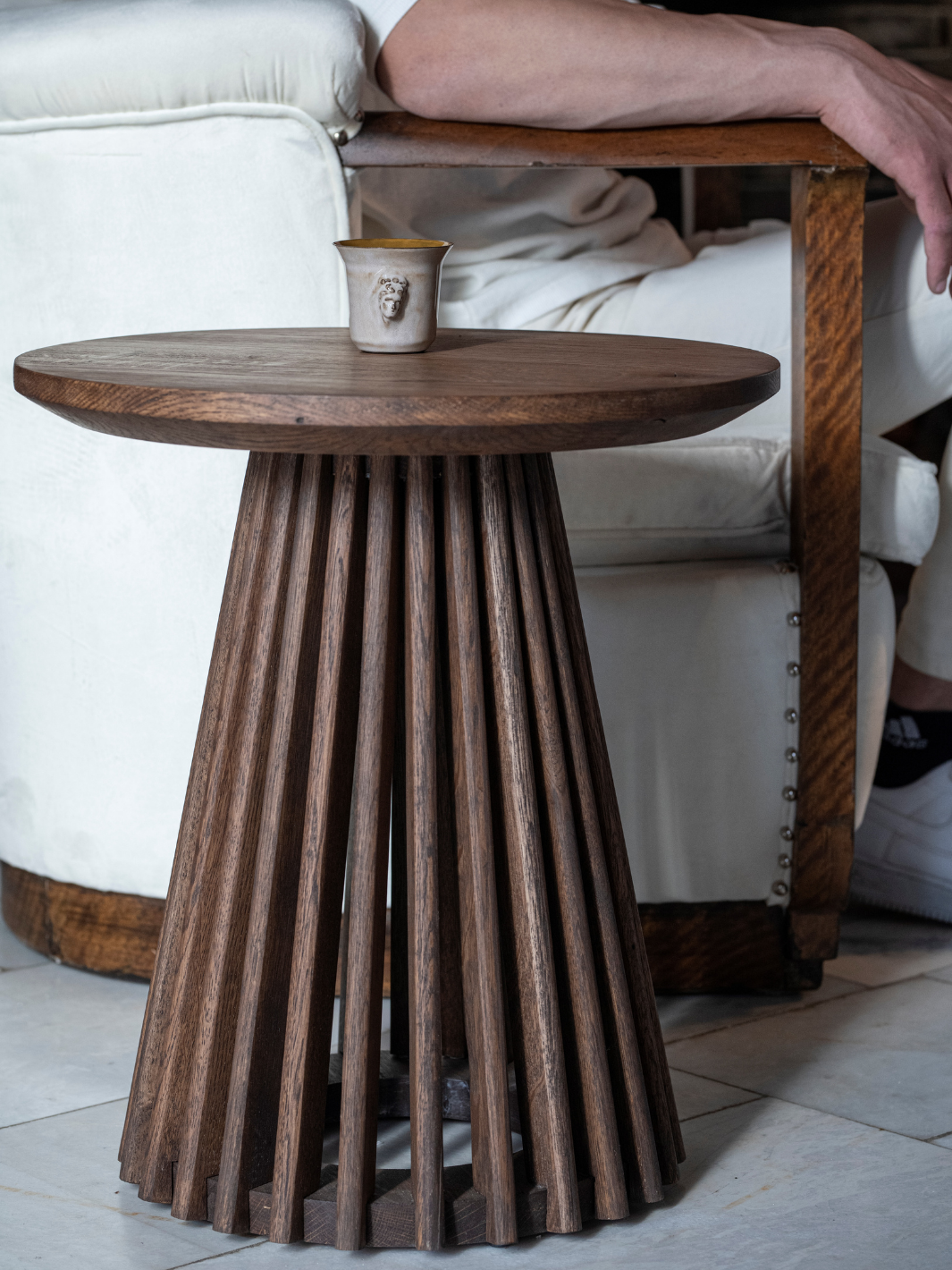 CAGE Oak Side Table - Chocolate